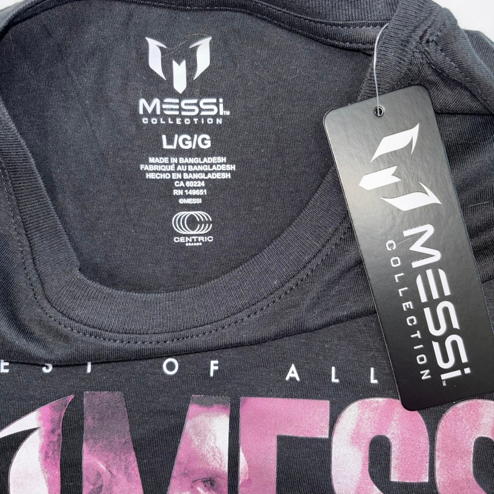 Messi Collection Mens GOAT Greatest of All Time Graphic T-Shirt Black Pink Large - Picture 2 of 6